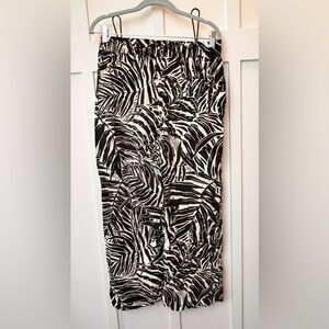 Panama Jack Women’s Large Wide Leg Linen Blend Pant Pockets Resort Vacation Leaf